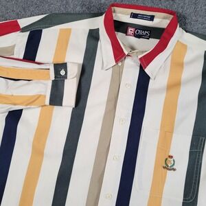 Vintage Chaps Ralph Lauren Shirt Mens Large Bold Stripe Button Down Crest 90's